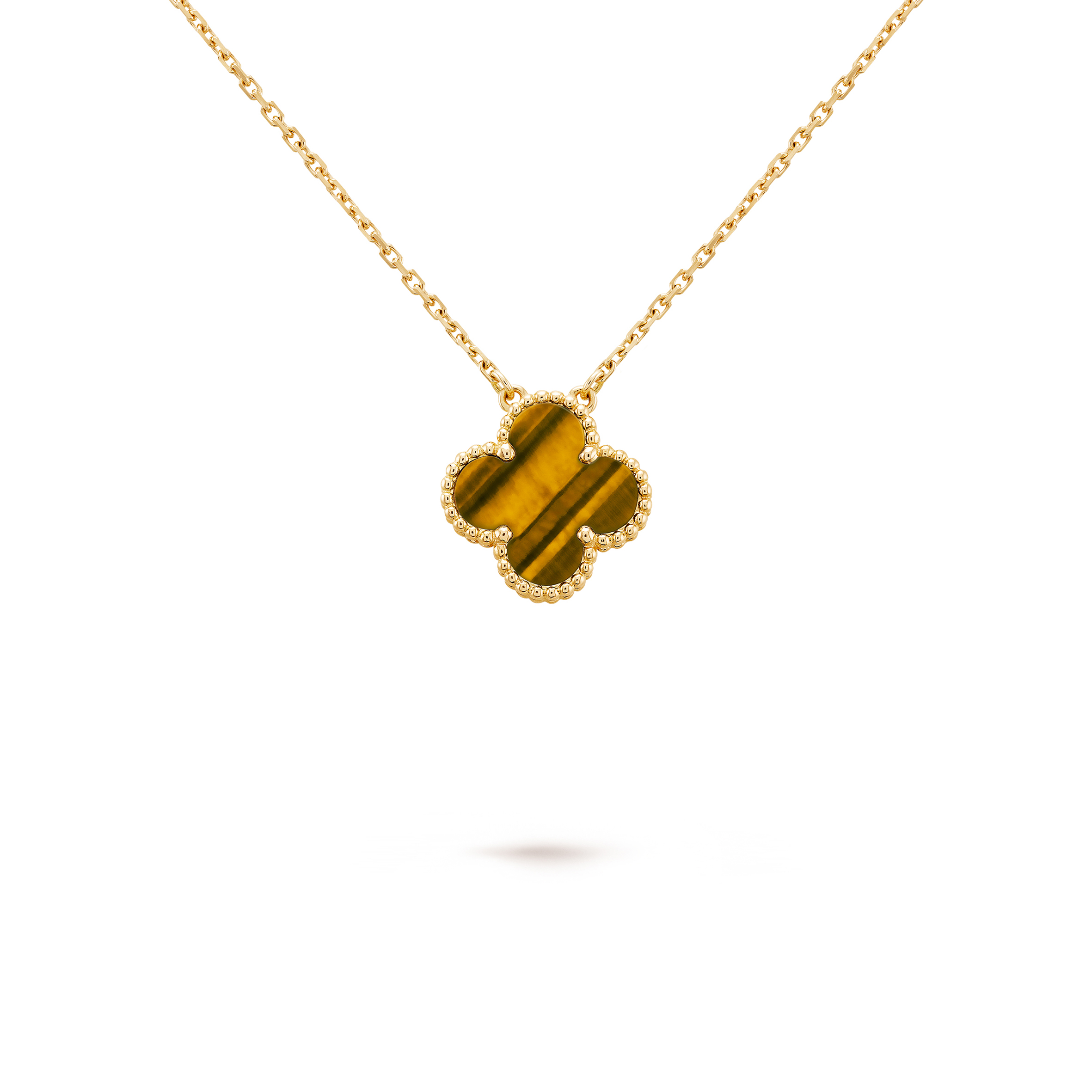 VAN CLEEF ARPELS VINTAGE ALHAMBRA PENDANT - YELLOW GOLD, TIGER EYE  VCARD38600